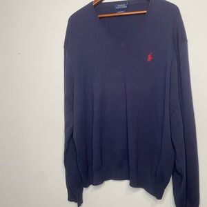 Polo by Ralph Lauren Navy Sweater V-Neck Casual Long Sleeve Men's Size XXL